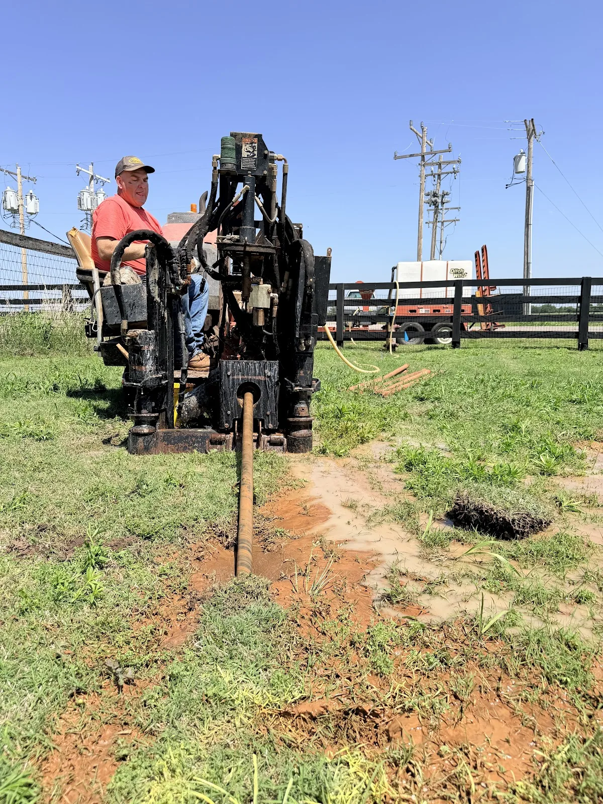 North Texas Jobsite Bore Sidewalk Frisco Texas HDD Contractors Texas HDD Contractors directional boring a North Texas jobsite Frisco Texas HDD crew sidewalk trenchless utility installation